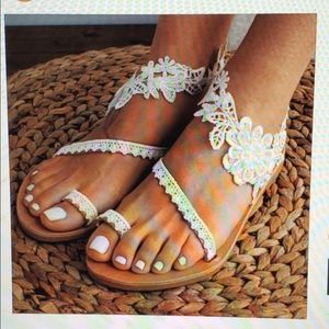 White lace sandals